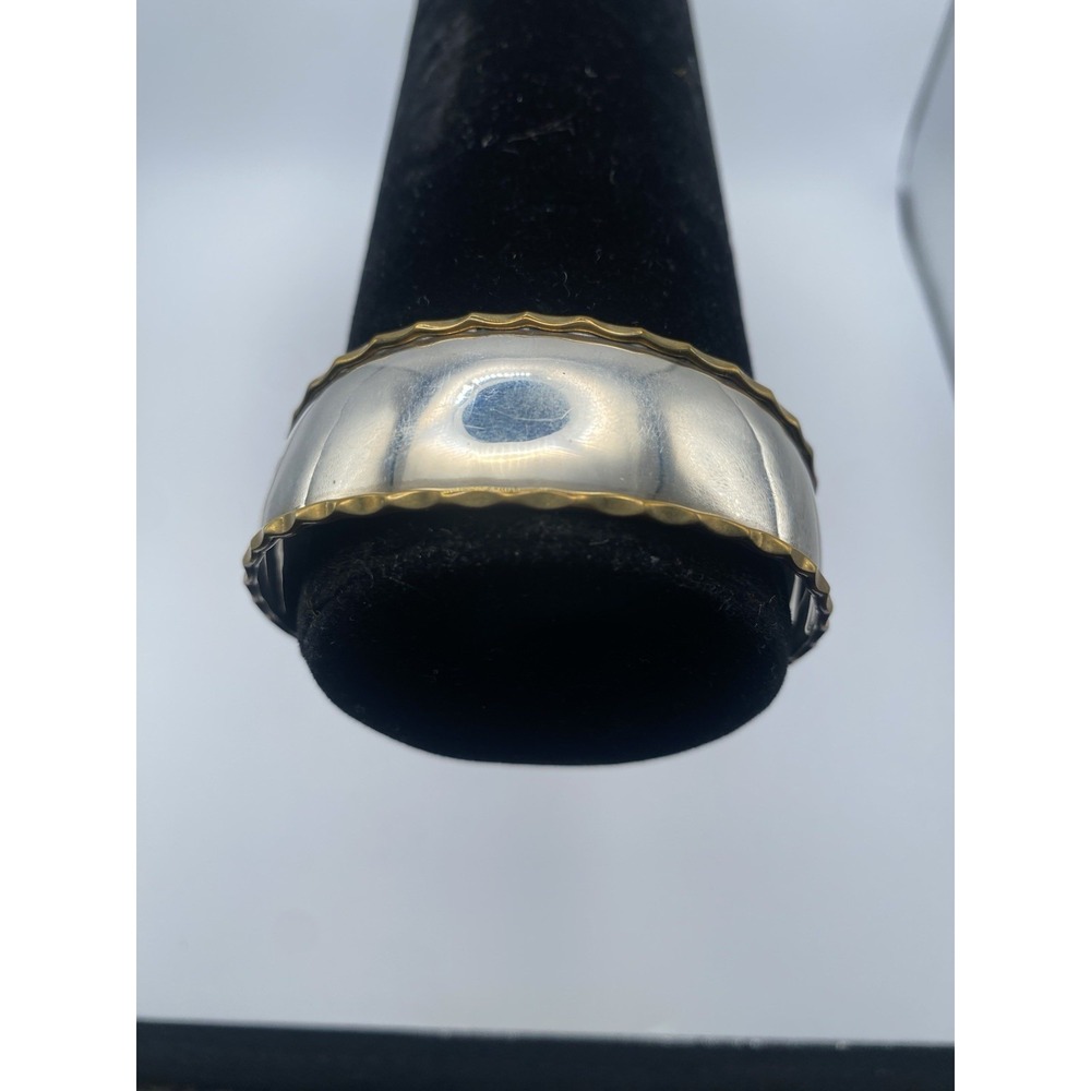 Vintage CII Sterling Silver Brass Trim Cuff Bracelet Mexico